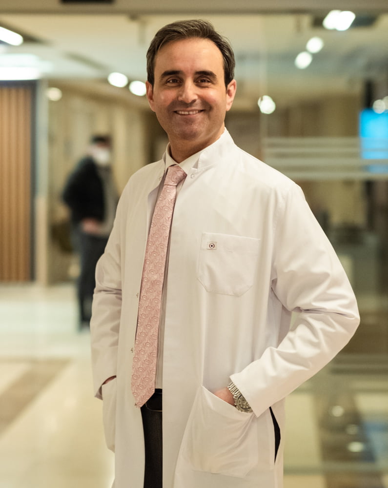 Male doctor in white lab coat